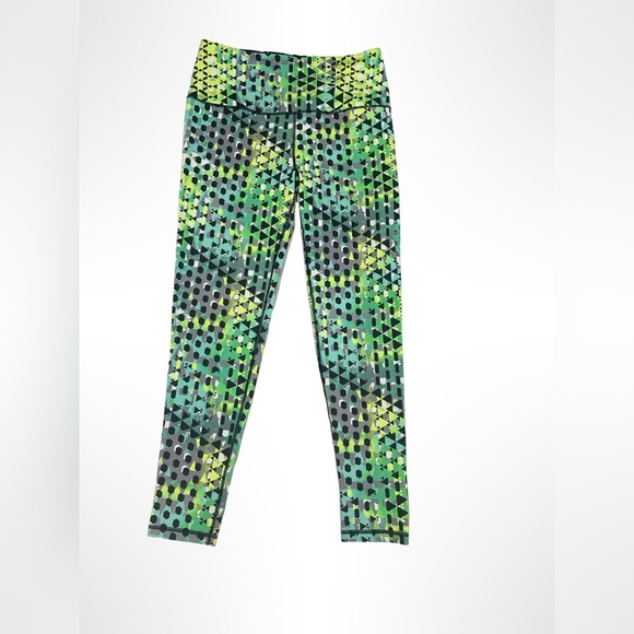 Victoria’s Secret sport green, multicolored, geometric design leggings size lg - Picture 1 of 3